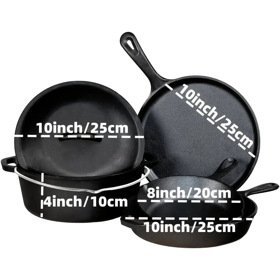 Heavy-Duty Cast Iron Skillet Set