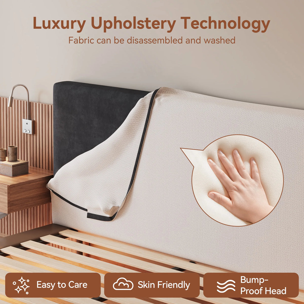 Luxury Bed with Integrated Nightstands & Reading Lamps