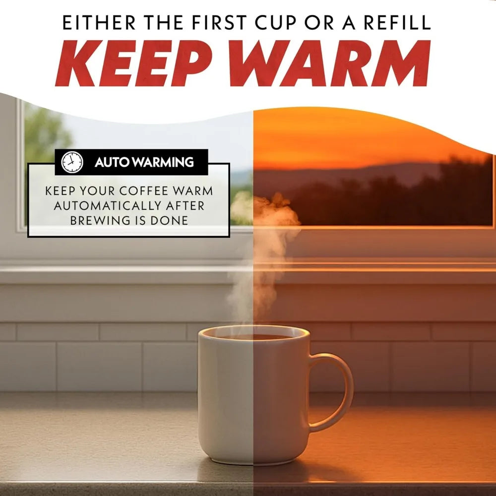 Coffee Maker –  One-Touch Brew, Stainless Steel