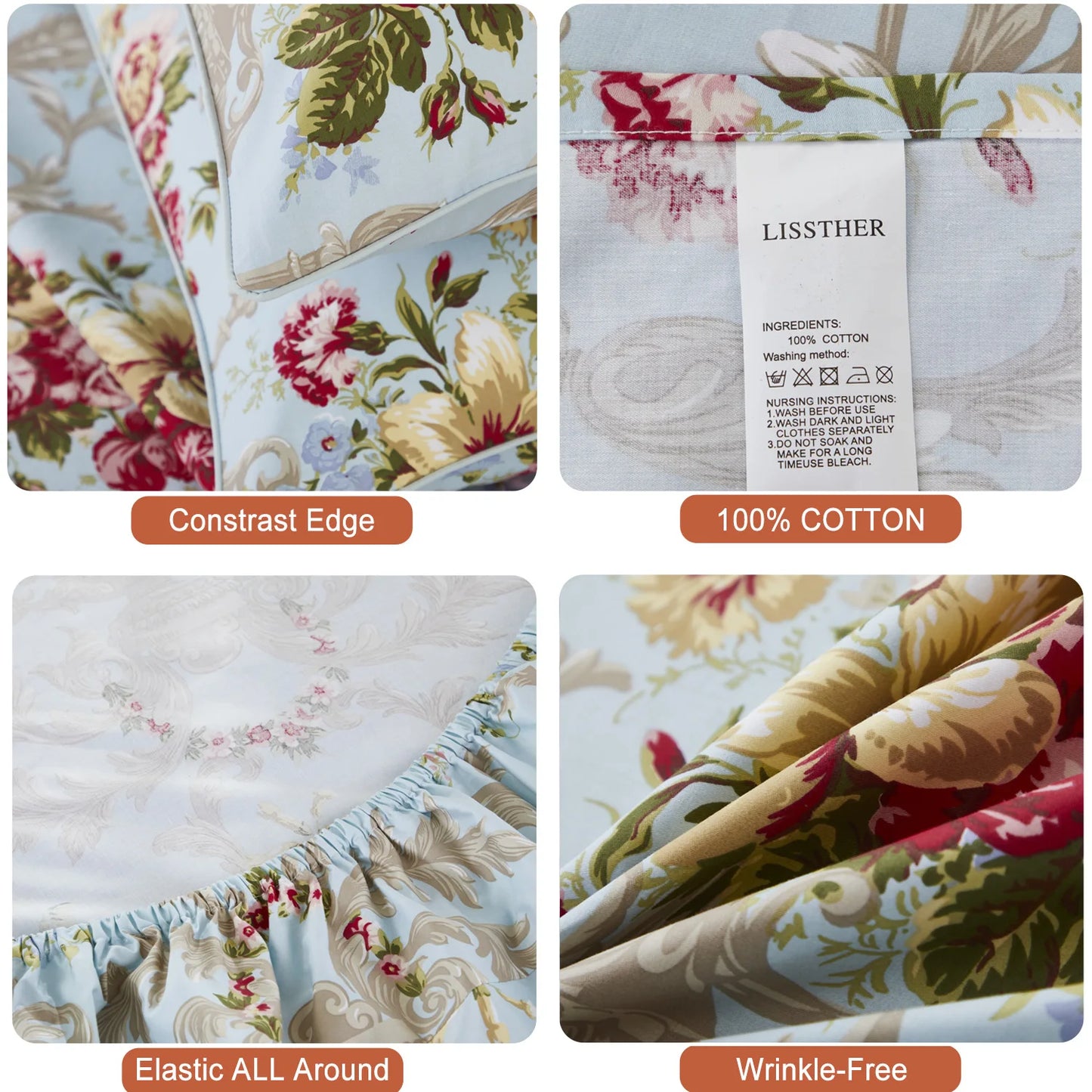 Vintage Red Rose In Light Blue