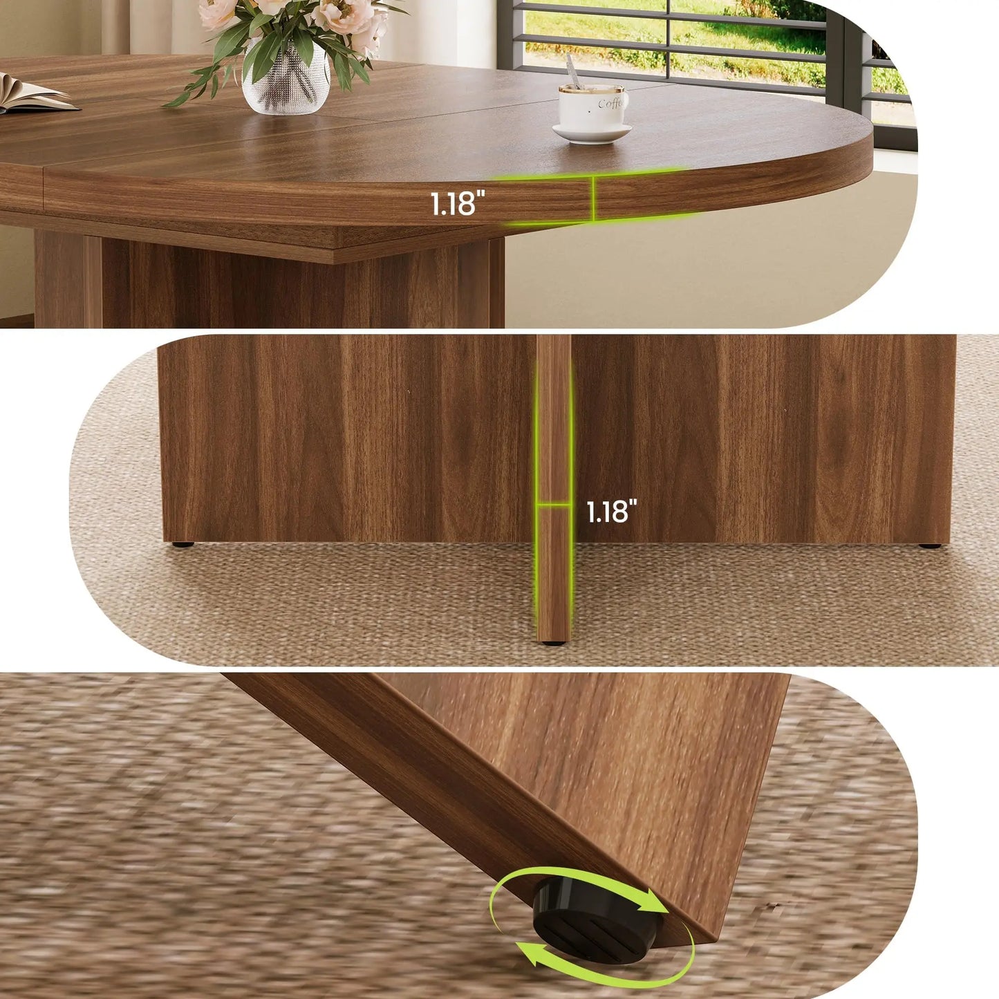 Modern Extendable Round to Oval Dining Table
