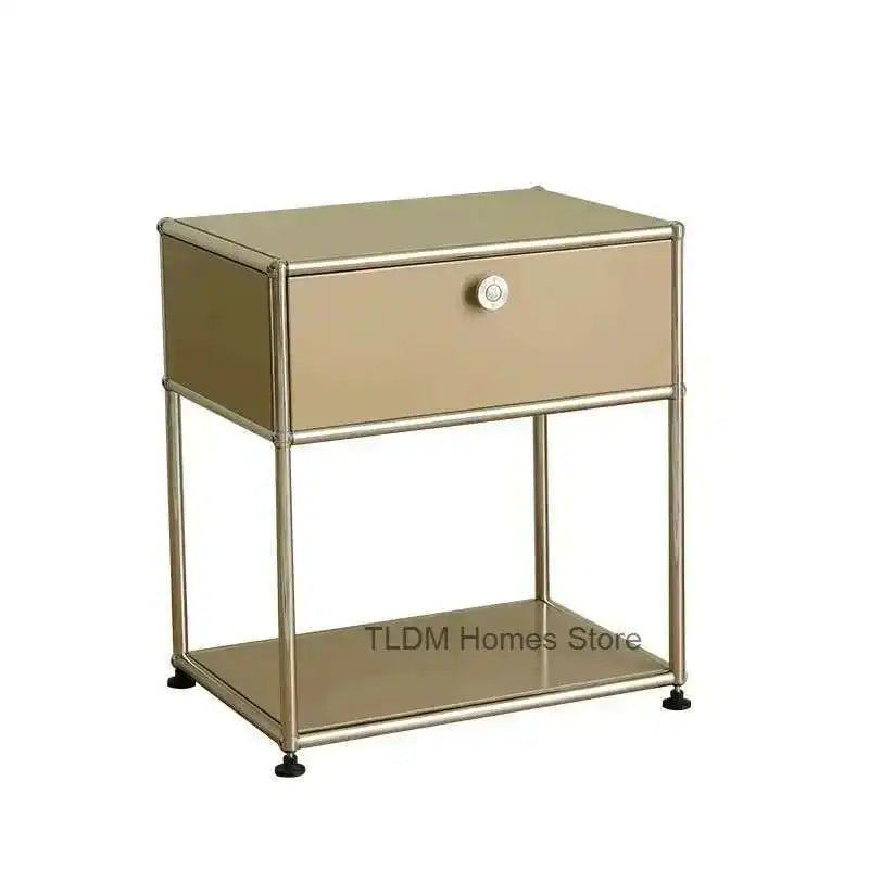 Modern Stainless Steel Medieval Nightstand Storage Nightstand