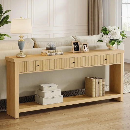 Wood Console Table with Drawers