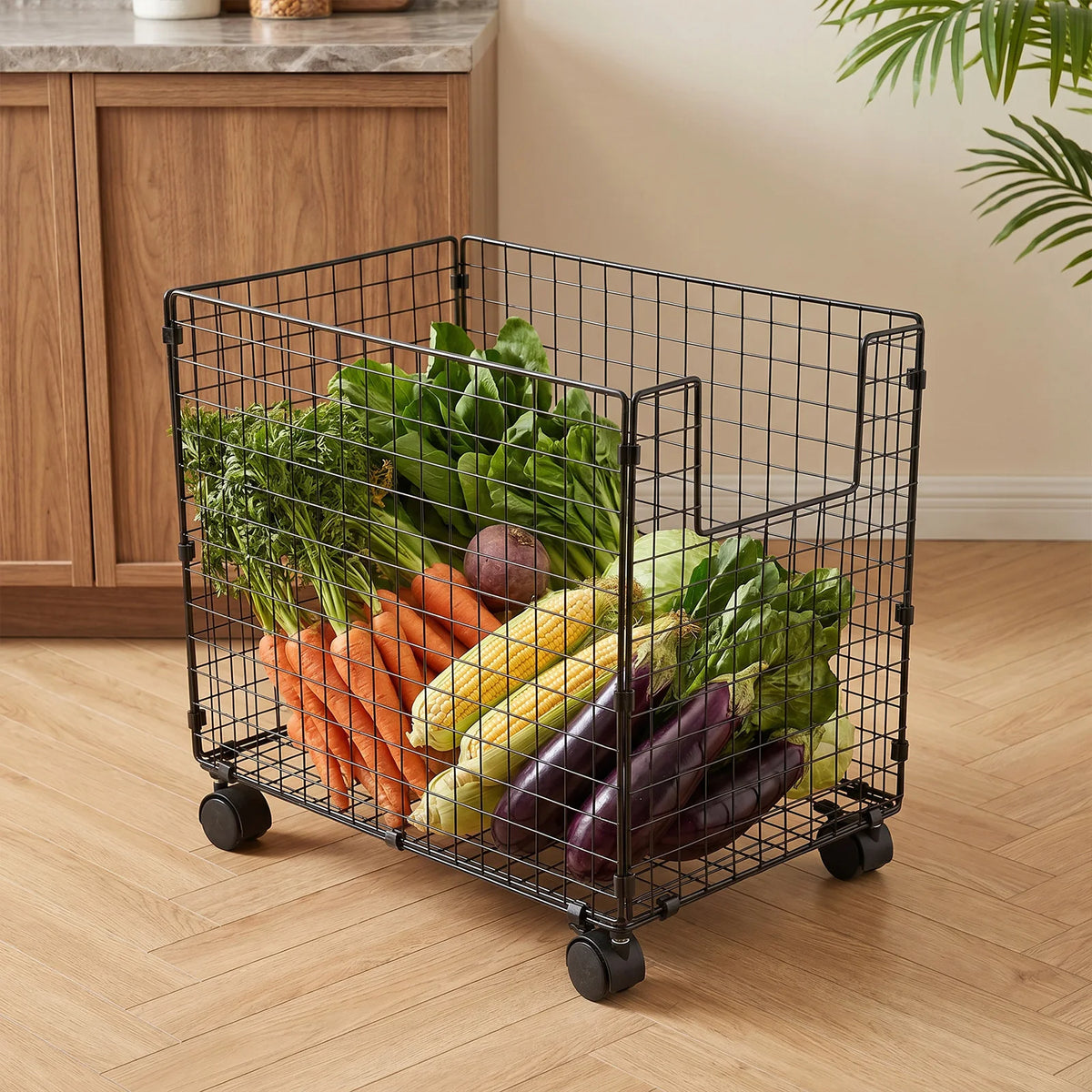 Laundry Basket Hamper with Wire Storage Utility Trolley