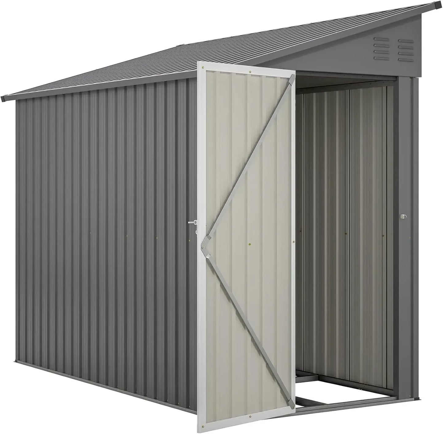 Lean To Outdoor Storage Shed - Metal Wall Side Shed