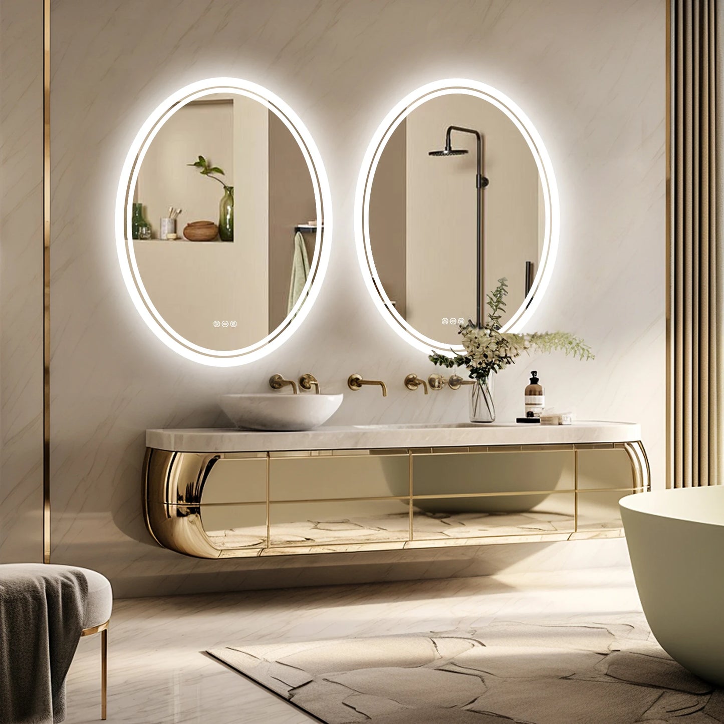 Backlit Round Vanity Mirror with Dimmable Lights