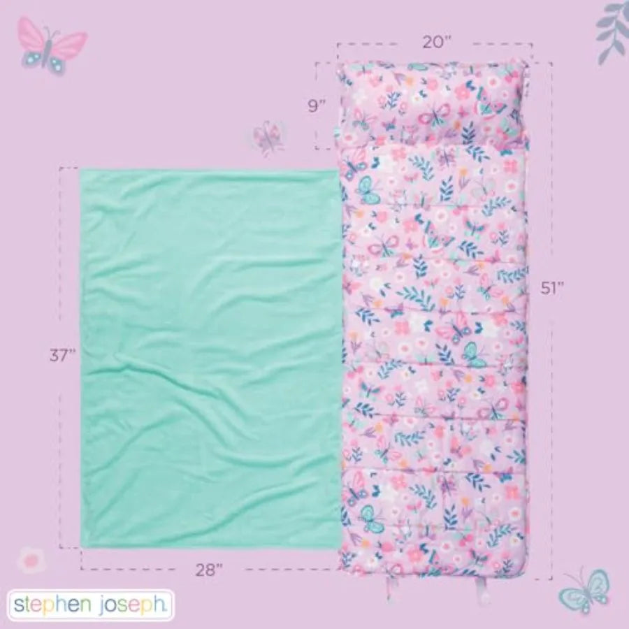 Toddler All Over Print Nap Mat with Soft Blanket and Removable Pillow