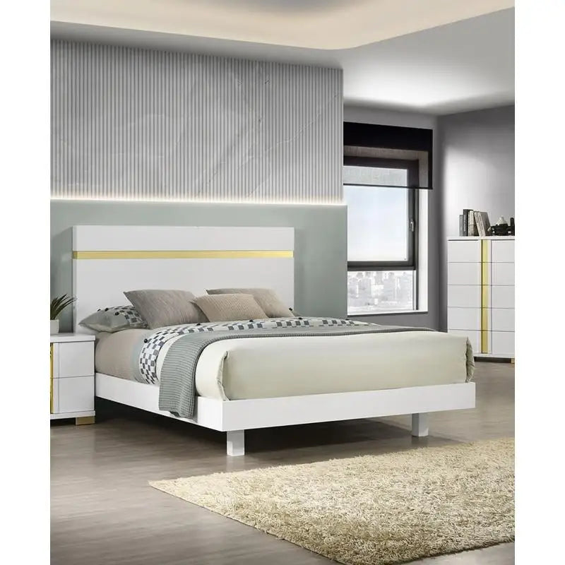 Full Size Bed with LED, 2 Nightstands