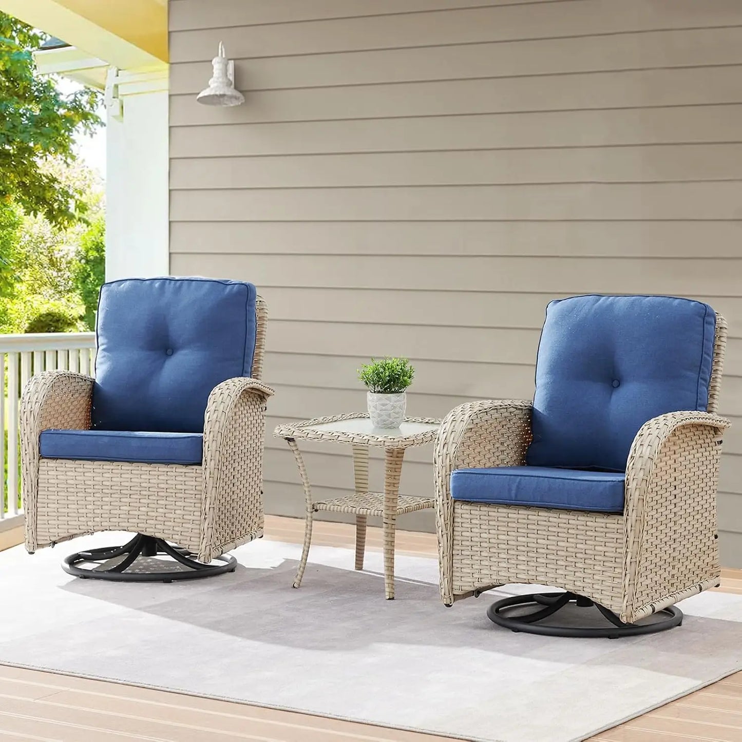 Outdoor Swivel Rocker Glider Chairs with Side Table