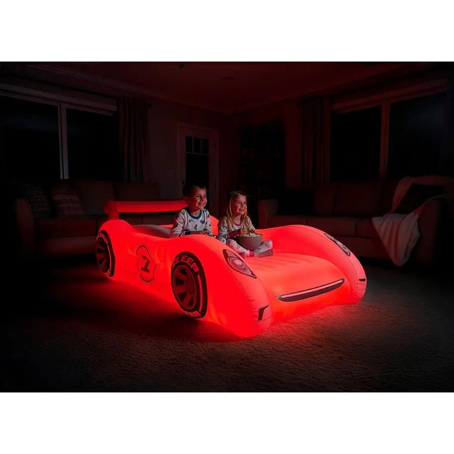 Inflatable Sleep Racer Dream Car Bed with LED Night Light Glow