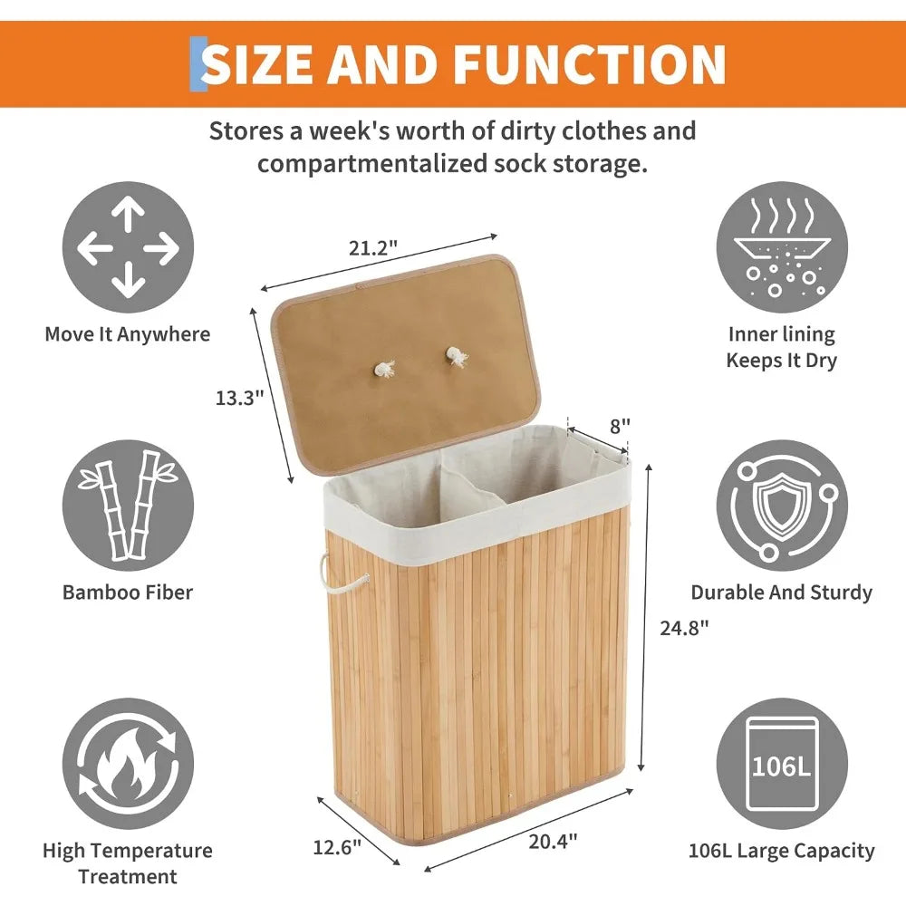 Rectangular Laundry Hamper with Lid