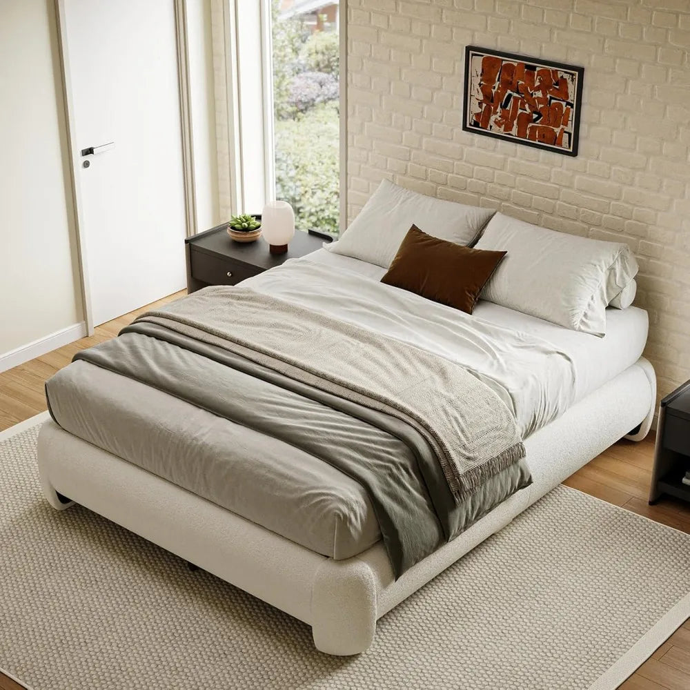 Heavy Duty Soft Buckle Bed Frame with Round Corner