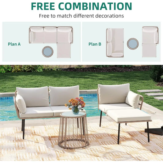Patio Furniture Set with Removable Cushions and a Coffee Table
