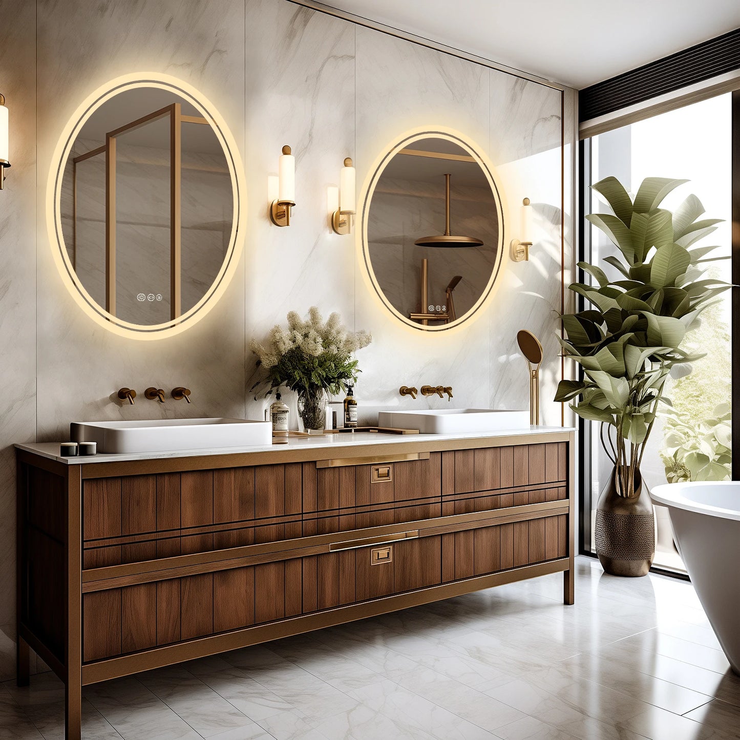 Backlit Round Vanity Mirror with Dimmable Lights