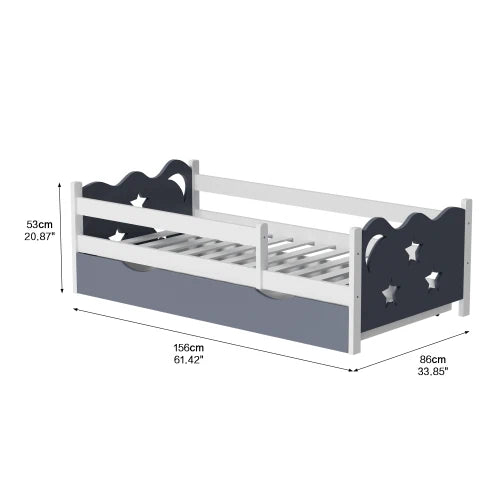 Bed Frame with Star and Moon Decoration