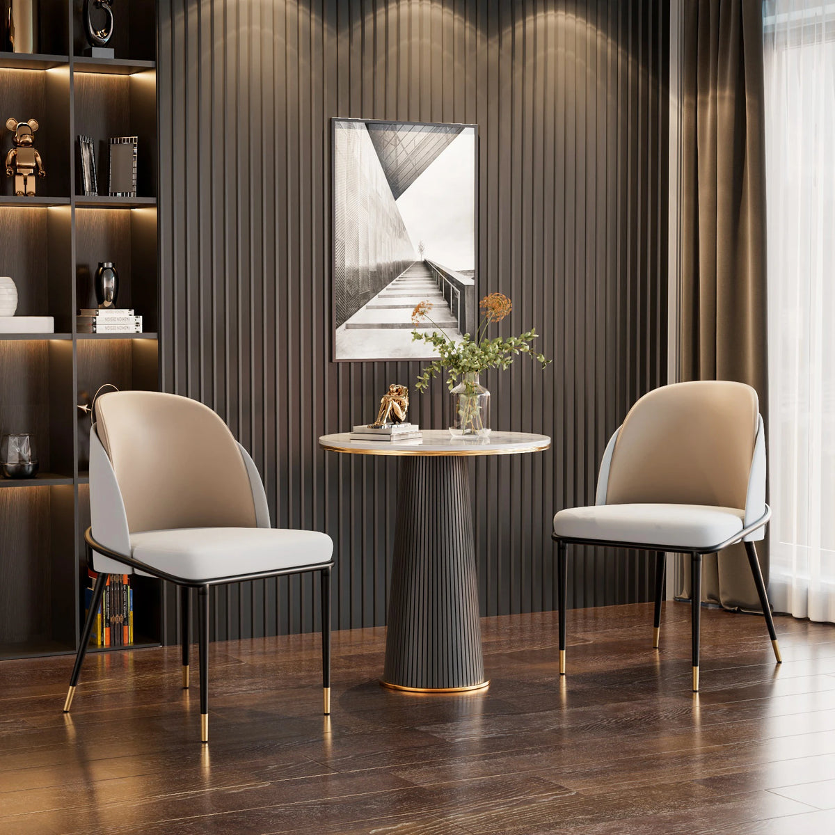 Upholstered Padded Modern Faux Leather Dining Chairs