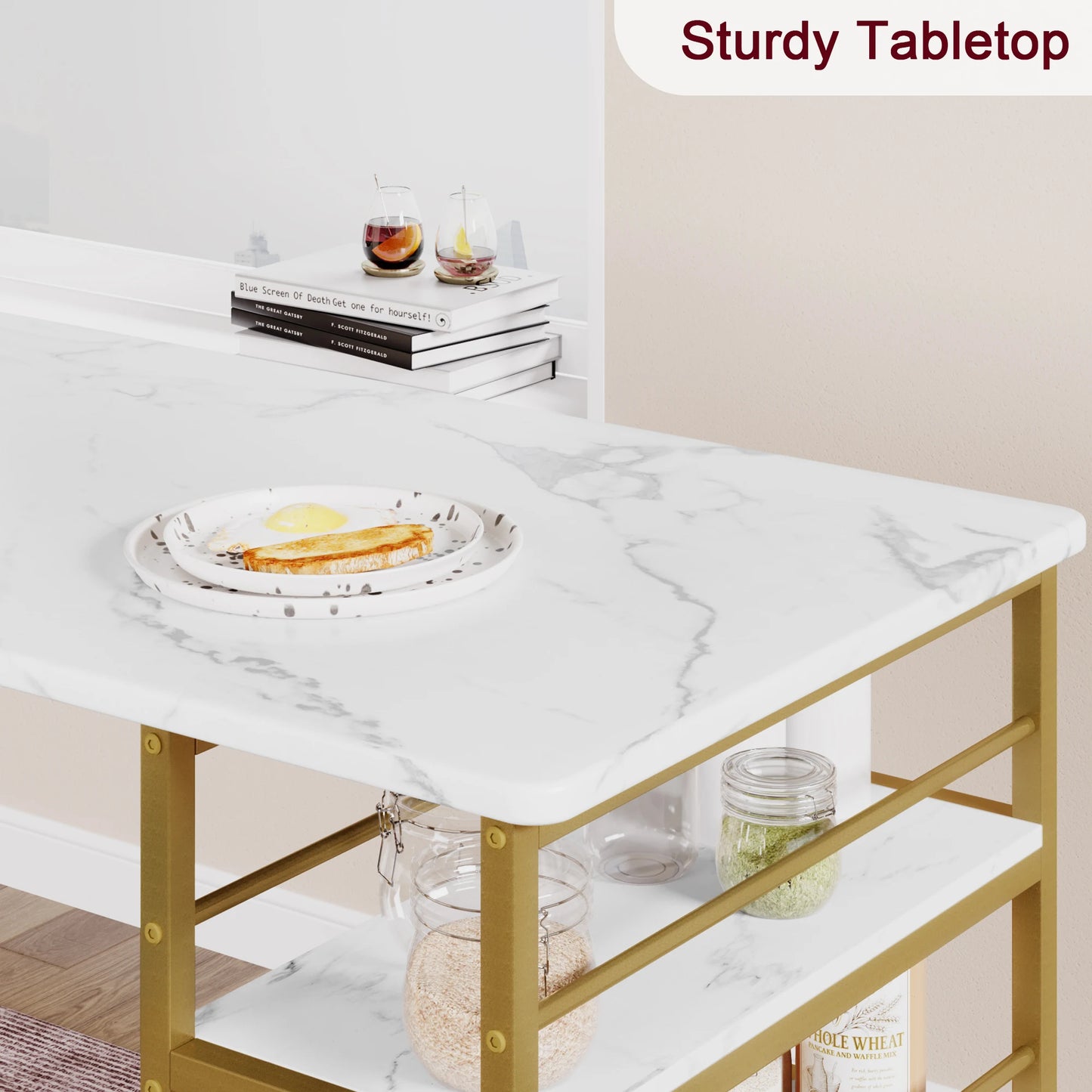 Dining Table and Chairs Set Space-Saving Bar Table with 2 PU Cushioned Stools