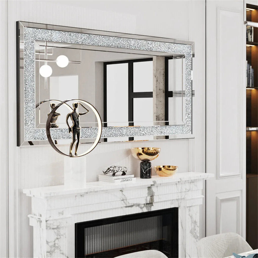 Gorgeous Rectangle Crystal Crush Diamond Wall Mirror