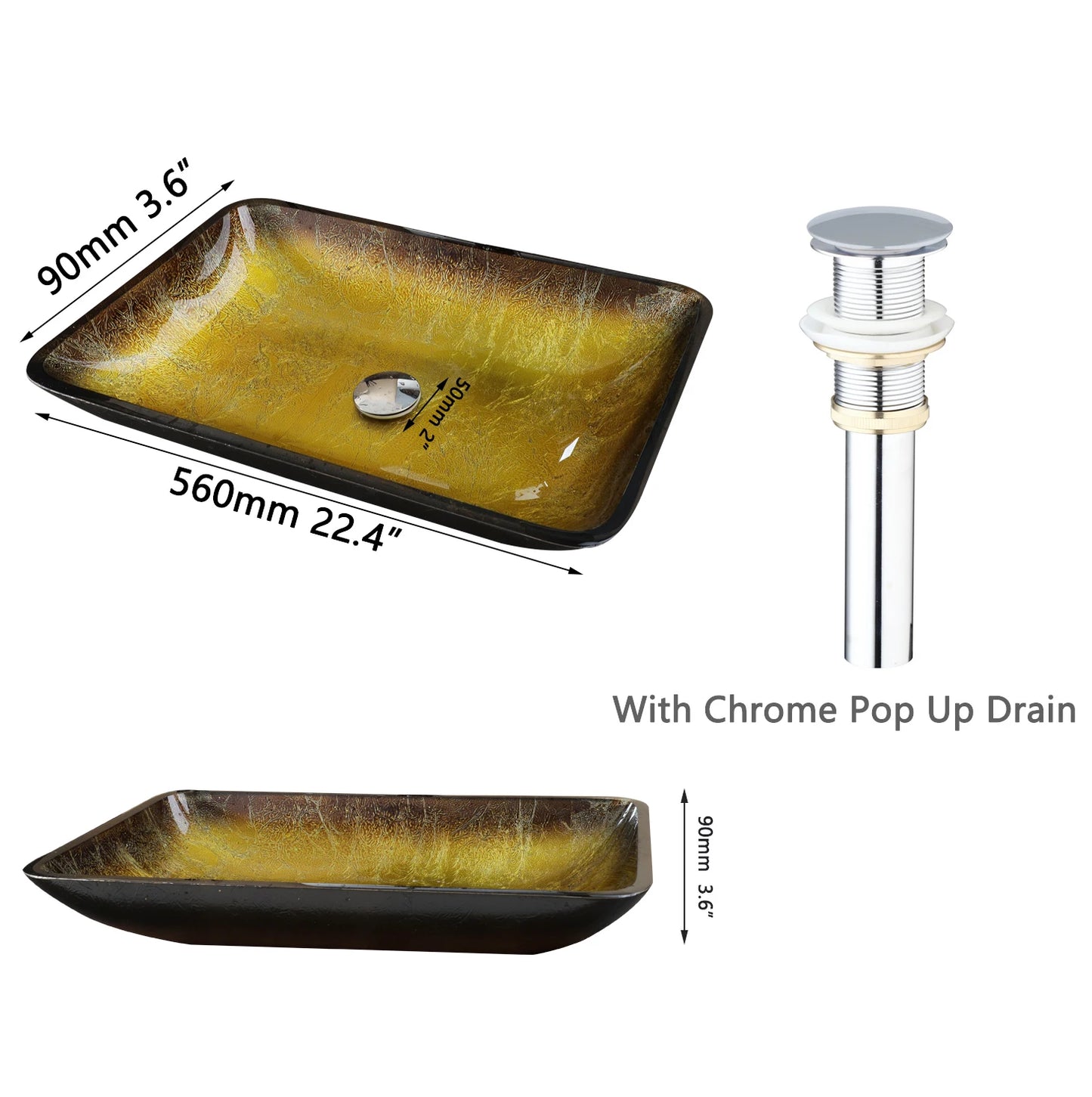 Big Tempered Glass Basin Sink