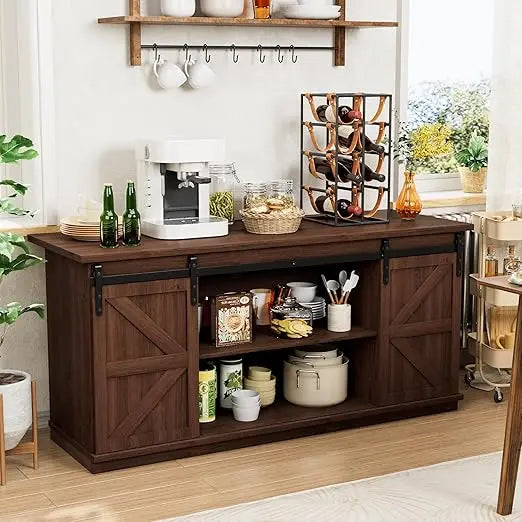 Dining Room Buffet Cabinet with Sliding Barn Doors