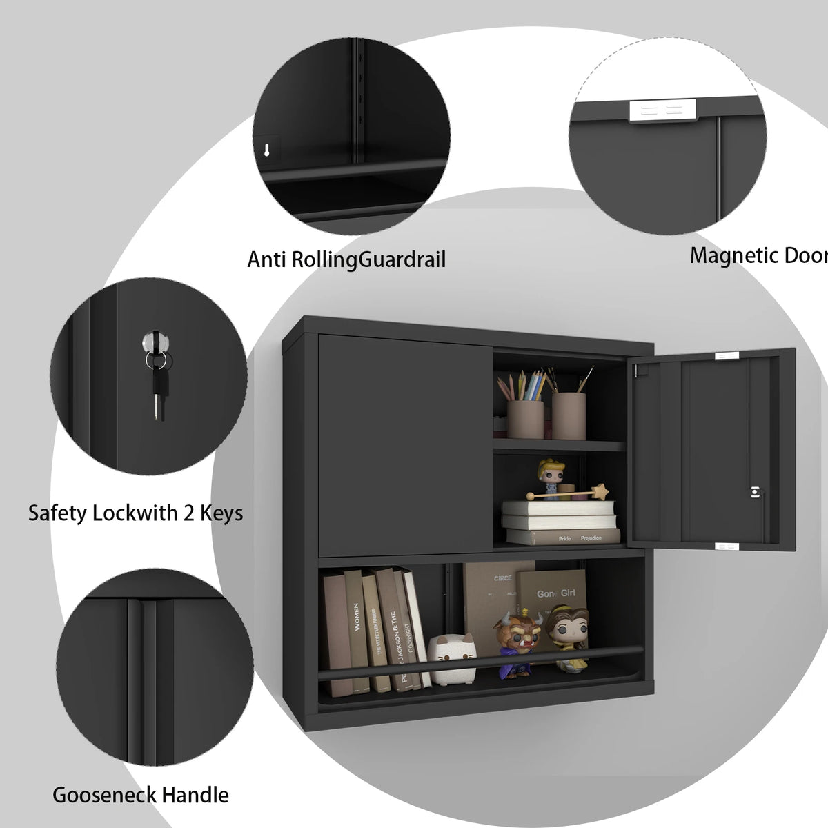 Heavy Duty Wall Mounted Lockable Steel Storage Cabinet