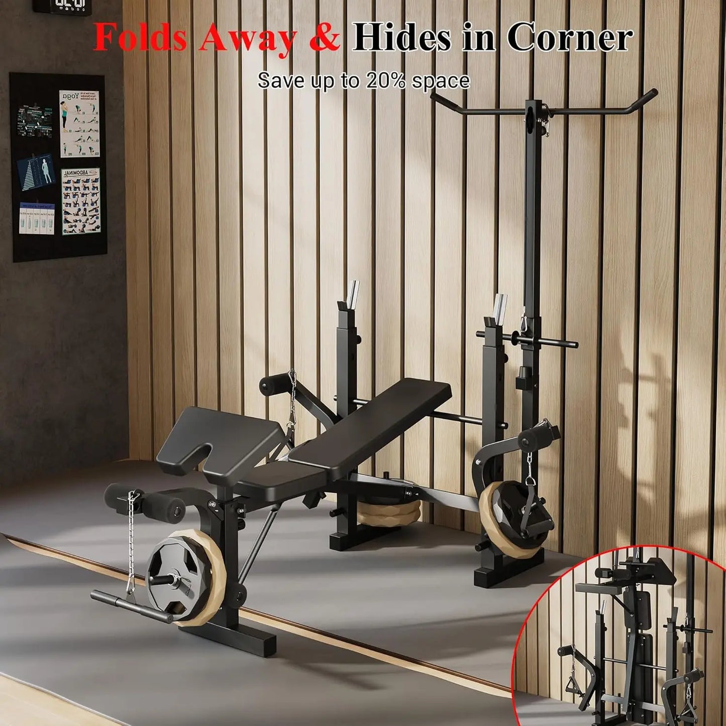 Foldable Bench Press Set with Leg Extension