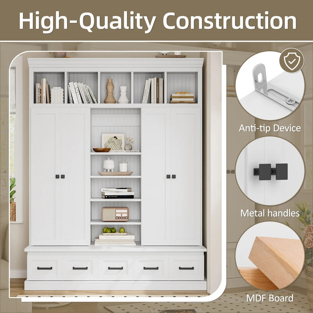 Hall Entryway Storage Organizer Cabinet with Bench