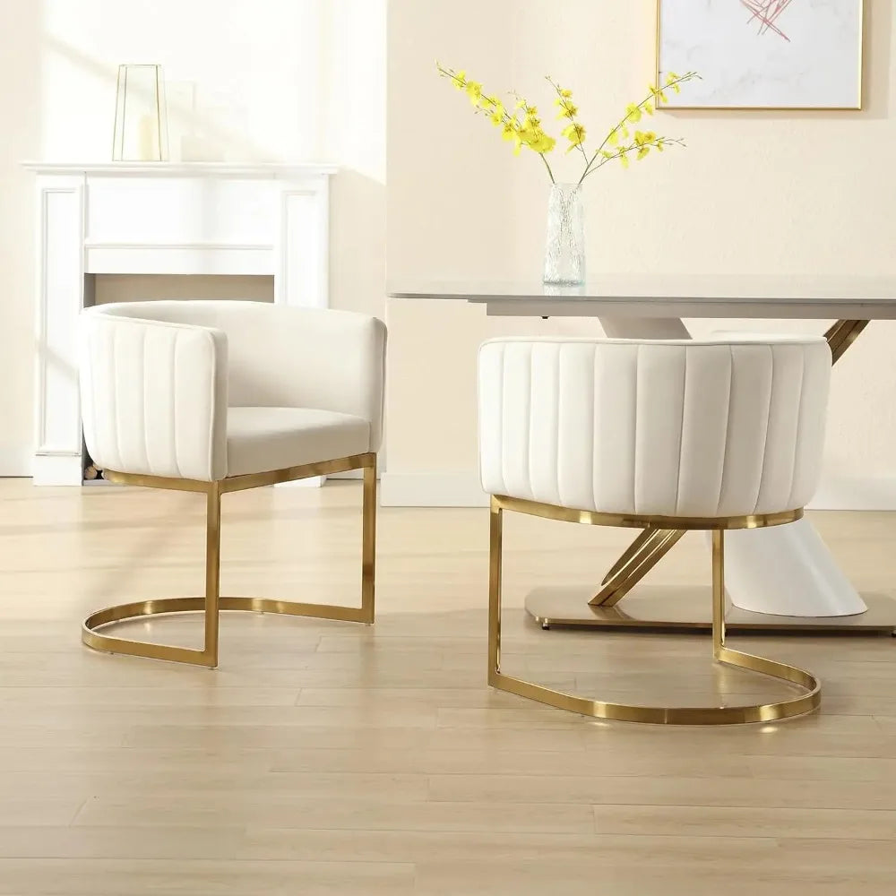 Velvet with Metal Frame Comfy Upholstered Side Barrel Chairs