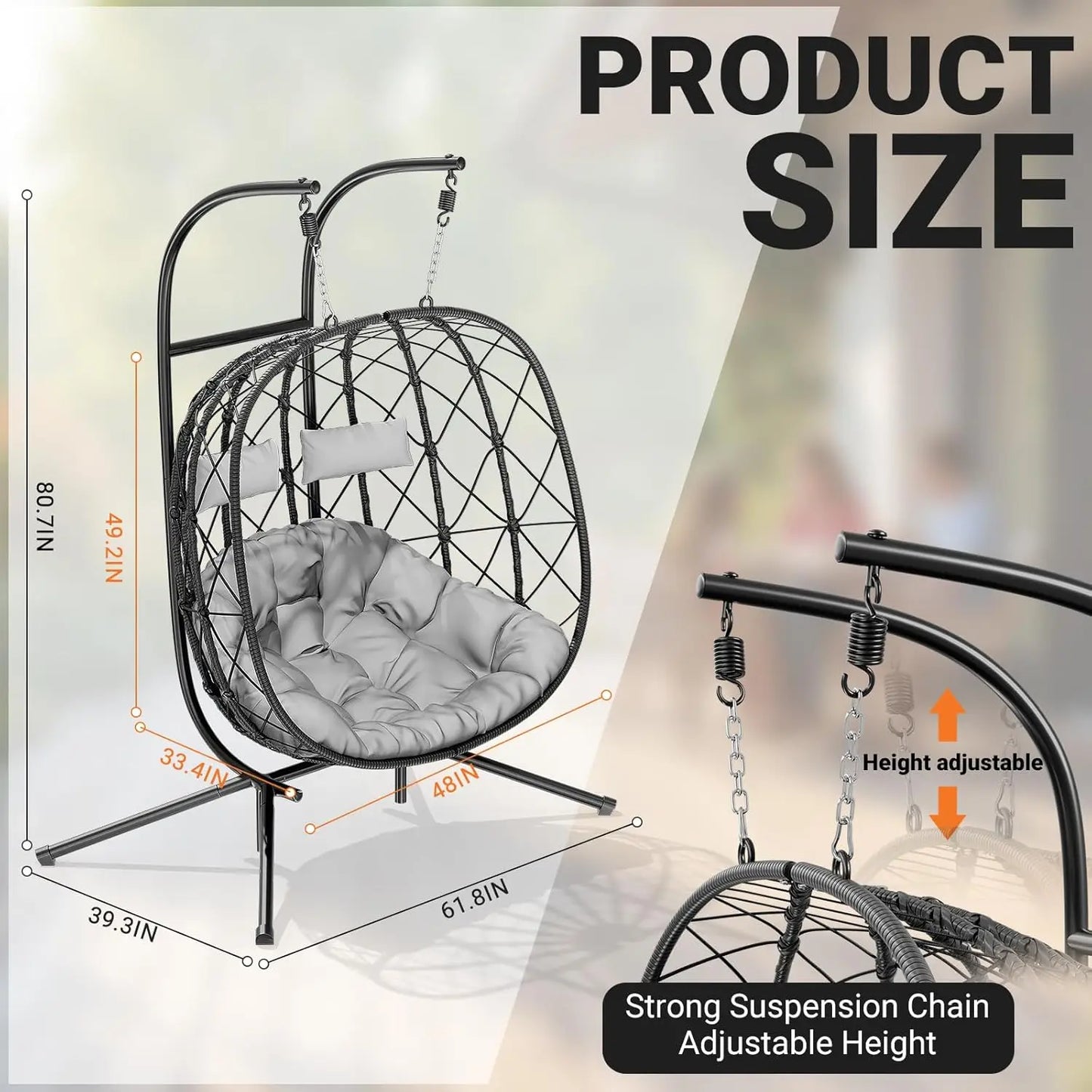 Rattan Wicker Hanging Swing Egg Chair