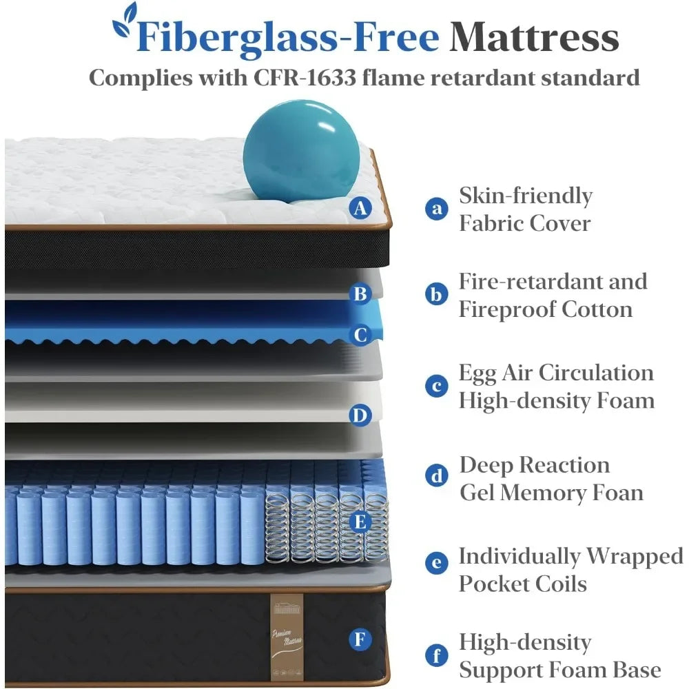 Deluxe Hybrid Mattress - Fiberglass-Free Memory Foam