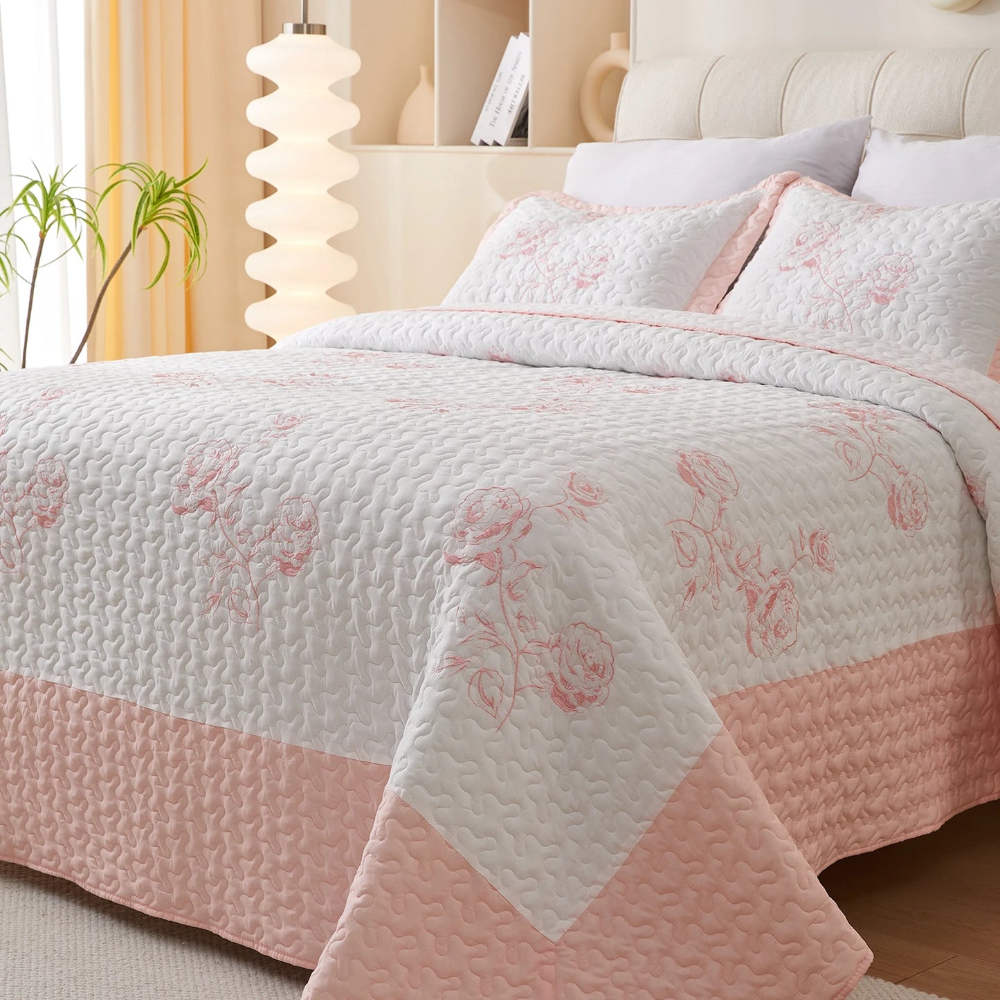 Multi-color Rose Print Quilted Quilt Bedding - All Seasons