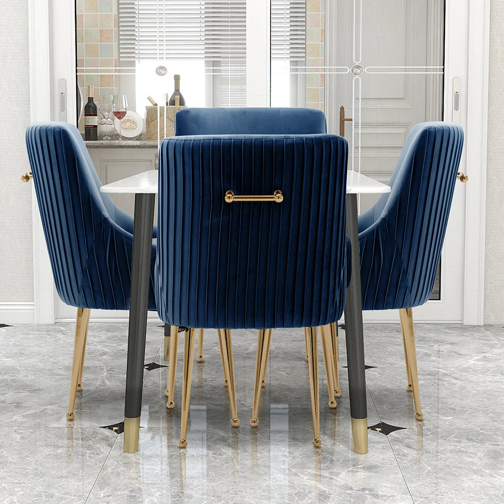 Modern Glam Vanity Buckle Pleated Velvet Dining Chair