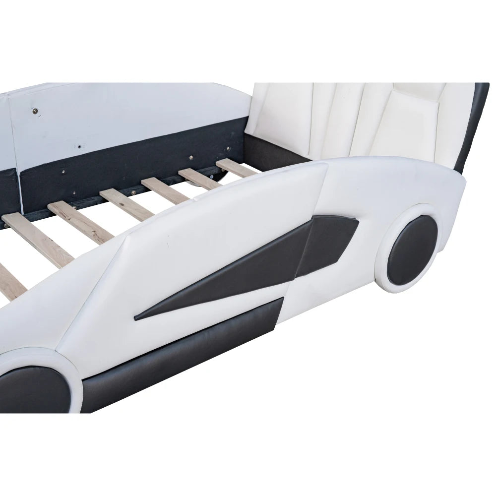 Twin Size Race Car-Shaped Platform Bed with Wheels