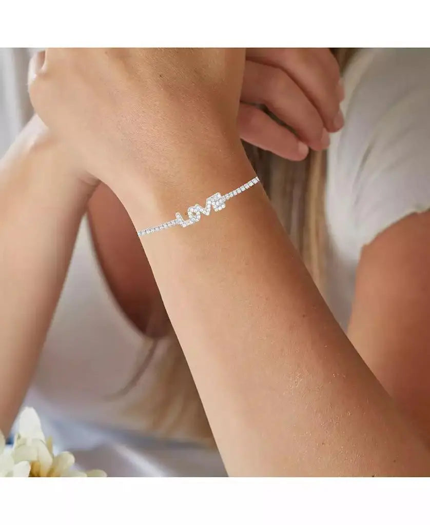 Cubic Zirconia Round Cut Love Bracelet - Sterling Silver (Also in 14k Gold Over Silver) | Macy's
