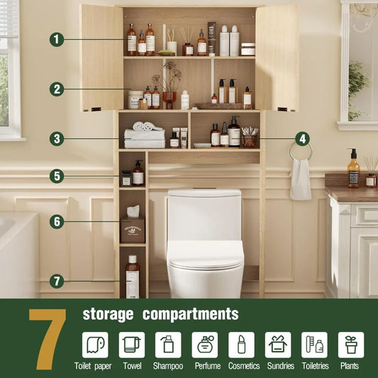 Natural Oak Bathroom Organizer with Fluted Door