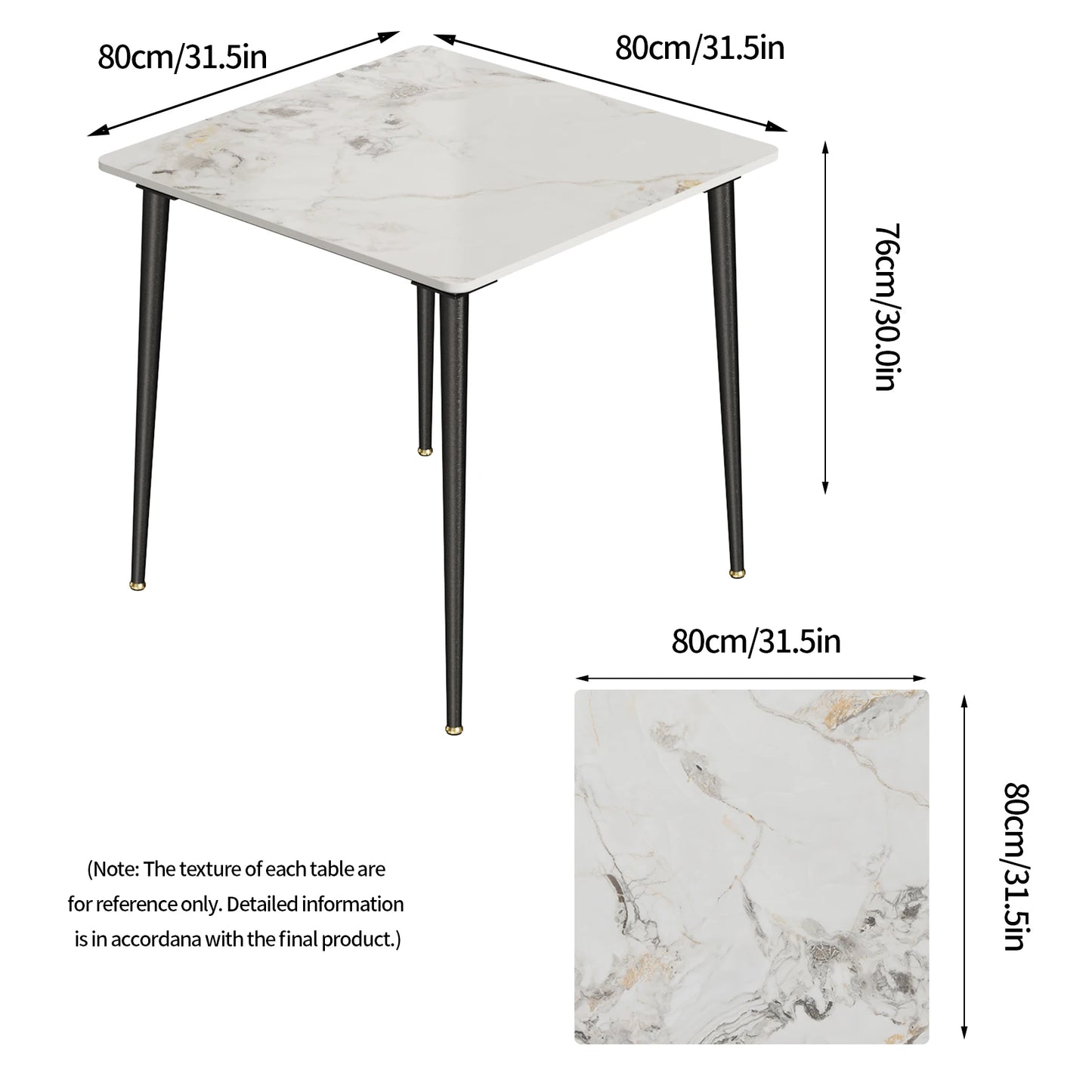 Mid-Century Slate Dining Table with Sintered Stone Top and Metal Legs