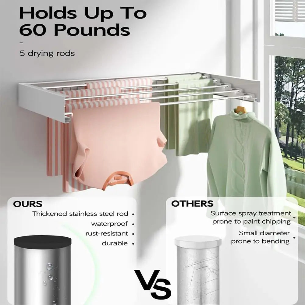 Wall-Mounted Collapsible Drying Rack Space Saver
