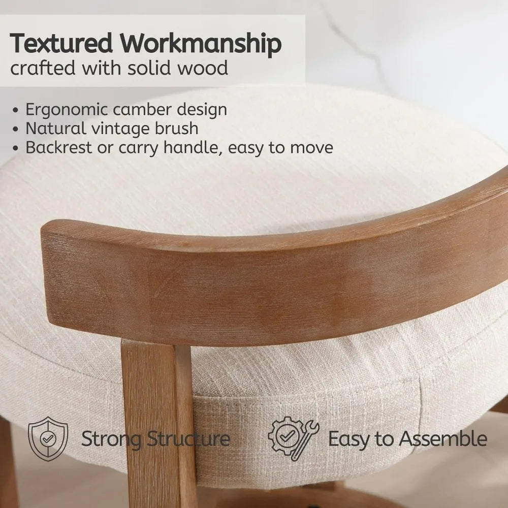 Mid Century Style Linen Upholstered Counter Stools