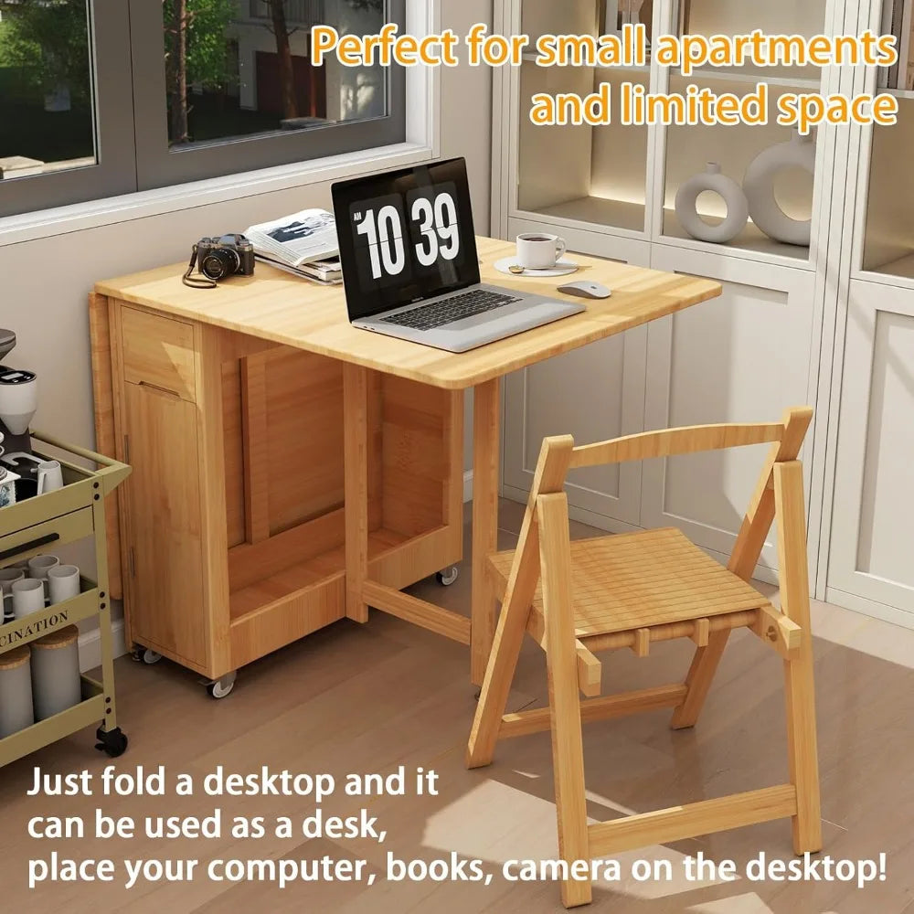 Bamboo Drop Leaf Folding Dining Set