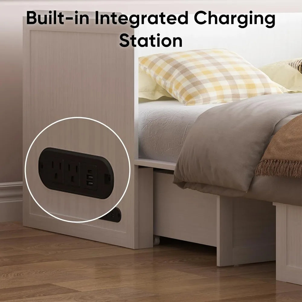 Murphy Bed with Charging Station and Storage Drawers