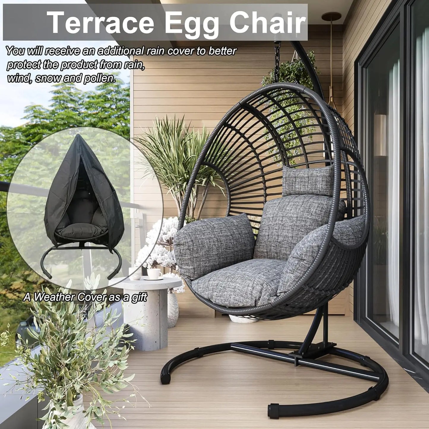 Hanging Egg Swing Chair w/Stand All-Weather