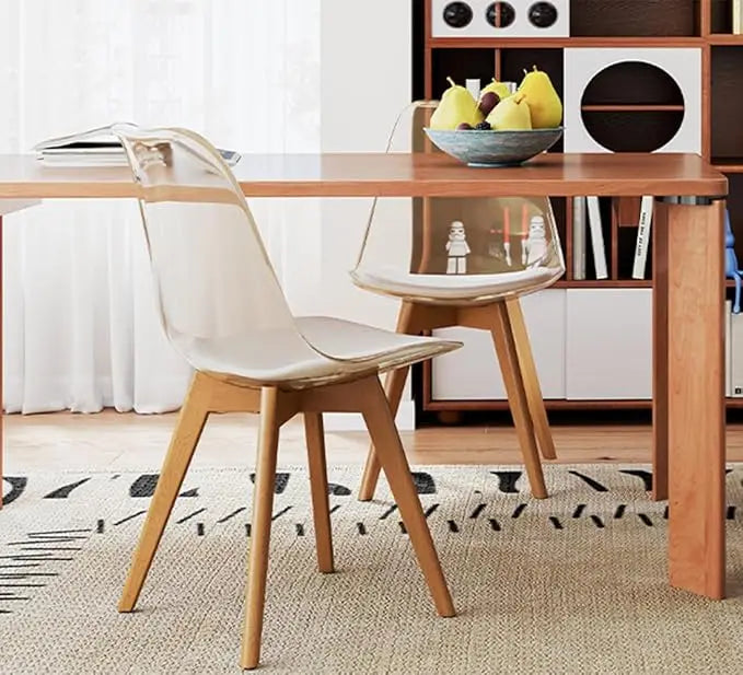 Modern Acrylic Accent Chair with PU Leather Cushions Seat and Wood Legs (Chairs Only)