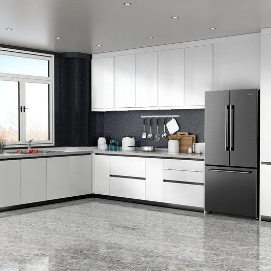 French Door Refrigerator with Installed Ice Maker and Bottom Freezer