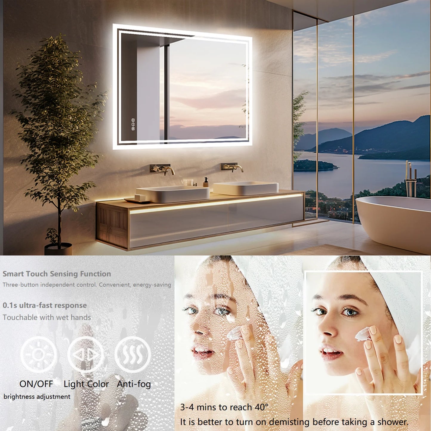 Vanity Mirror with Dimmable Lights