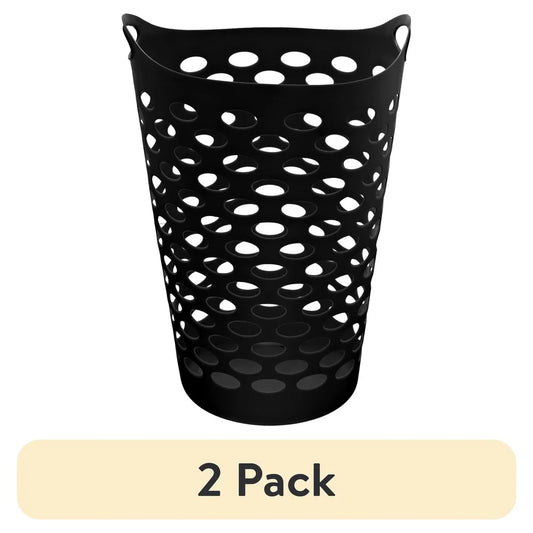 Flexible Laundry Hamper with Carrying Handles Round Shape Durable Plastic