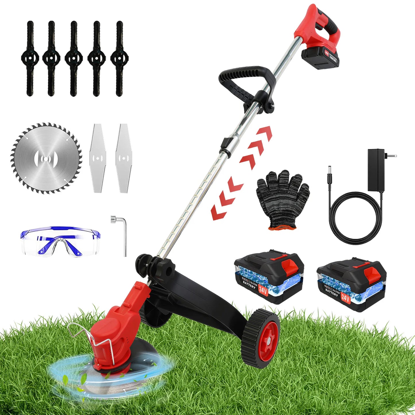 Electric Cordless Grass Trimmer Lawn Mower Weed Edger Brush-less Cutter
