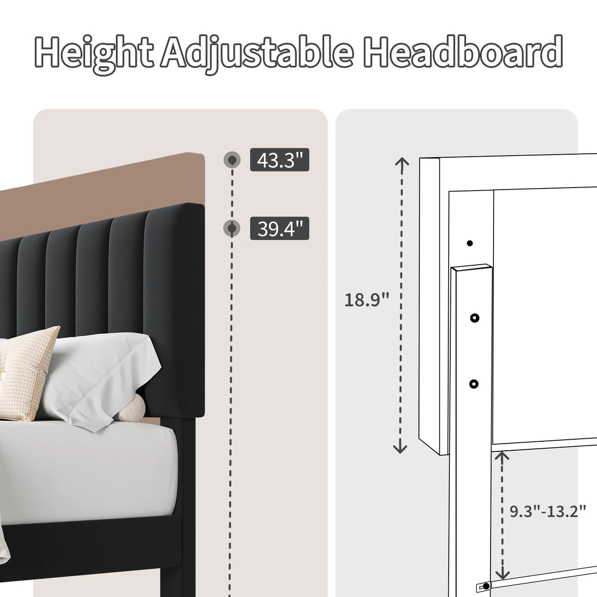 Velvet Upholstered Platform Bed Frame