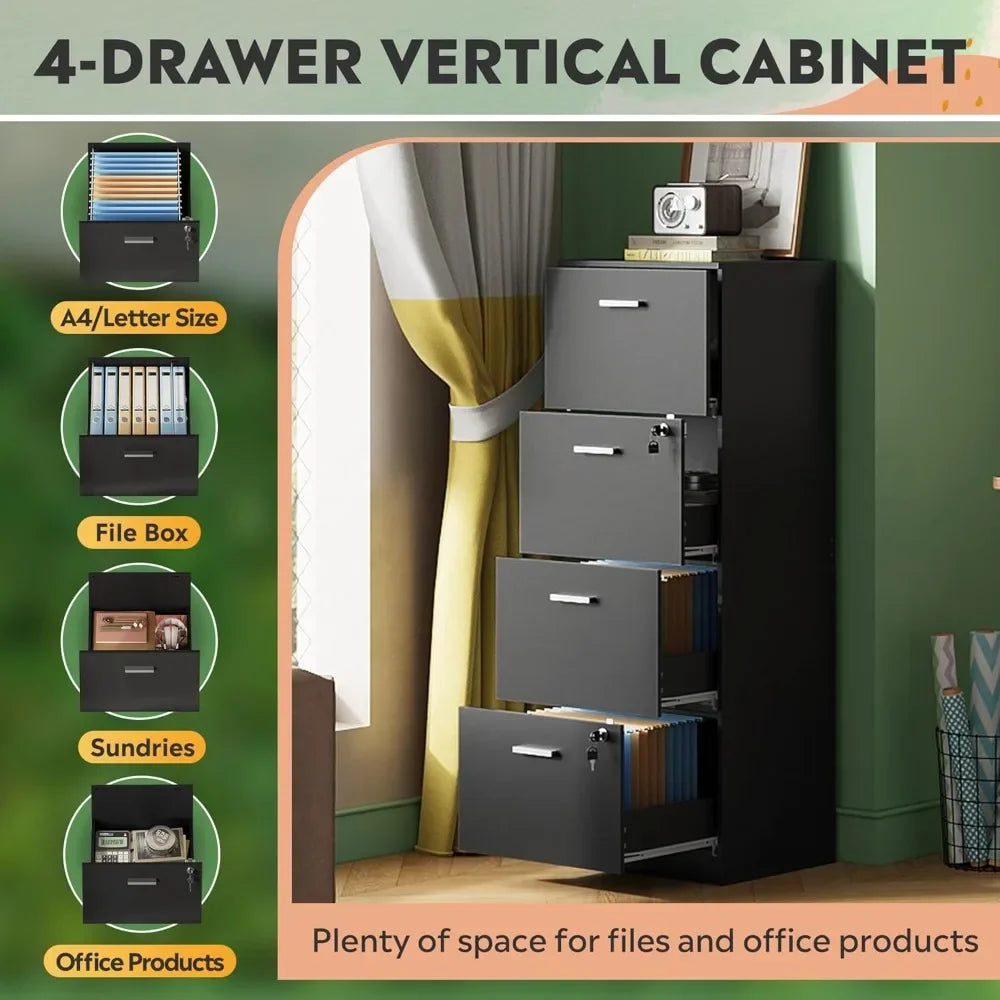 Vertical Filing Cabinet with Lock