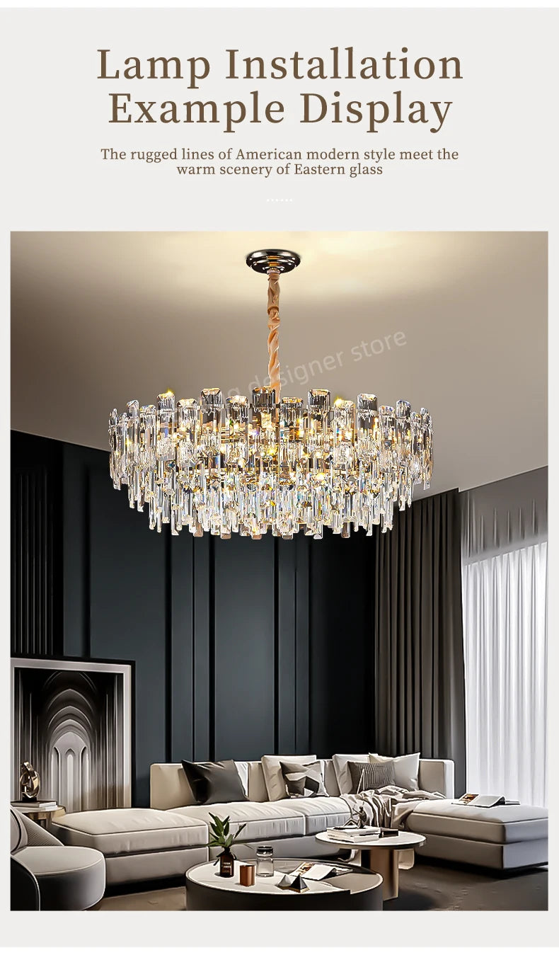 Modern Led Ceiling Hanging Crystal Chandelier