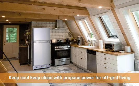Propane Fridge with Freezer with Reversible Door